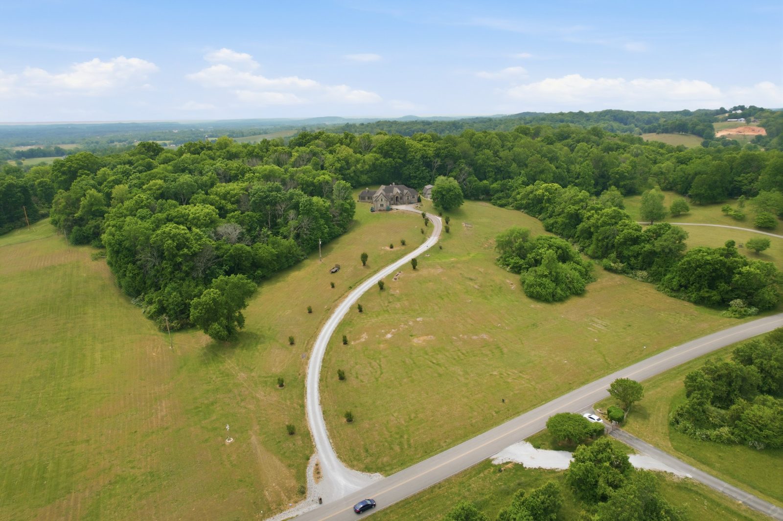 The Darks Mill estate on its hilltop above the Maury County countryside